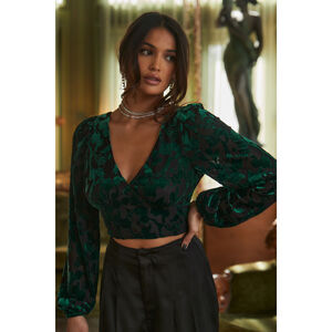 12th Tribe Love Affair Emerald Velvet Blouse Size MM